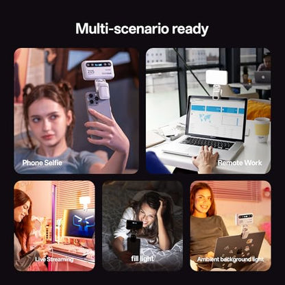 Viltrox Z05 RGB Video Light Portable LED Selfie Light with Clip for Phone Camera Laptop Tripod, 2000mAh USB-C CRI＞97 2800-6800K App Control Dimmable for Photography TikTok YouTube Vlog Live Streaming
