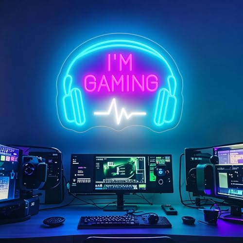 I'm Gaming Neon Sign Dimmable LED Headset Gamer Neon Light USB Powered Headphone Light up Signs for Game Zone Video Room Boy Bedroom Man Cave Wall Décor - color: I'm Gaming