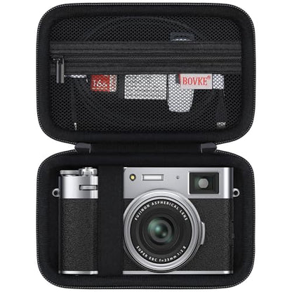 BOVKE Carrying Case for Fujifilm X100VI / X100V / X-E5 Digital Camera, Extra Mesh Pocket for Fuji Camera Accessories Charging Cables, Black - color: Black