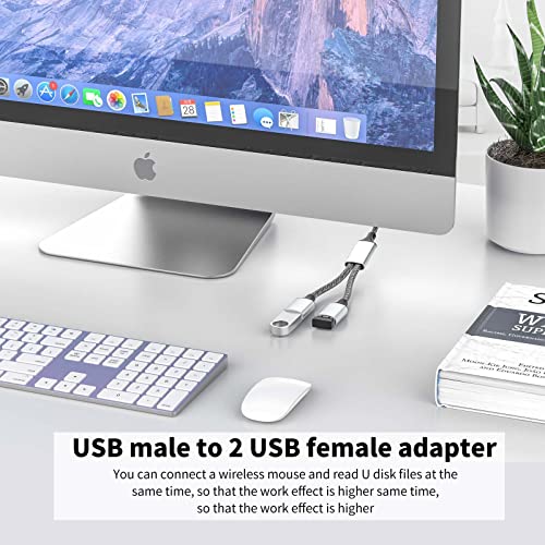 Fidioto USB Splitter 1 in 2 Out, USBA Male to 2 Female USB Extension Cable, 6.6Ft Long A Y Splitter Support Charging and Data Transfer - style: 1 in 2 out-6.6ft