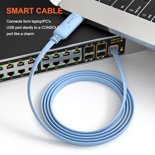 USB to RJ45 Console Cable 2pack, Essential Tool for Cisco, NETGEAR, Ubiquiti, LINKSYS, TP-Link Routers/Switches Connection, Compatible with Windows, Mac, Linux Laptops - size: 6 ft 2 Pack