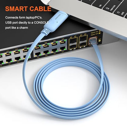 USB to RJ45 Console Cable 2pack, Essential Tool for Cisco, NETGEAR, Ubiquiti, LINKSYS, TP-Link Routers/Switches Connection, Compatible with Windows, Mac, Linux Laptops - size: 6 ft 2 Pack