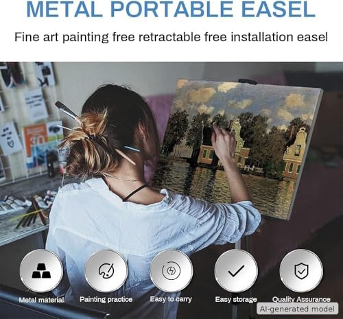 RRFTOK Silver 2 Pack 17-66 Inch Art Easel Stand for Painting and Sign | Two portable aluminum tripod easels for display stand, canvas holder, adults, floor, sign and poster stand use - style: 66S 2pack
