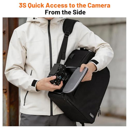 Cwatcun Professional Camera Backpack - Waterproof DSLR/SLR/Mirrorless Camera Case - Compatible with Sony, Canon, Nikon - Large Black - color: Black, size: 2.0 Large