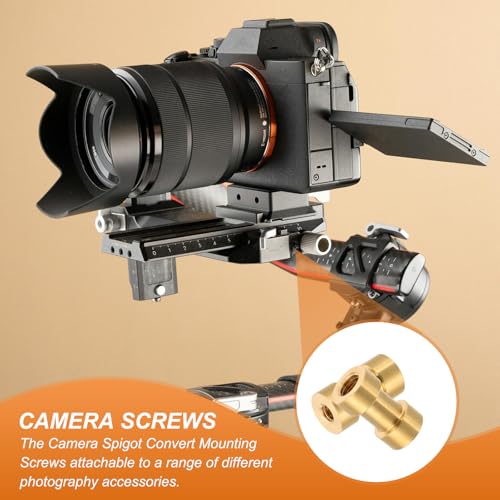 PATIKIL Camera Spigot Screws Converter 1/4" to 3/8" Female to Female, 5 Pack Tripod Screw Adapter Spigot Stud for Light Stand Hot Shoe Cold Shoe Adapter Ball Head Flash, Yellow