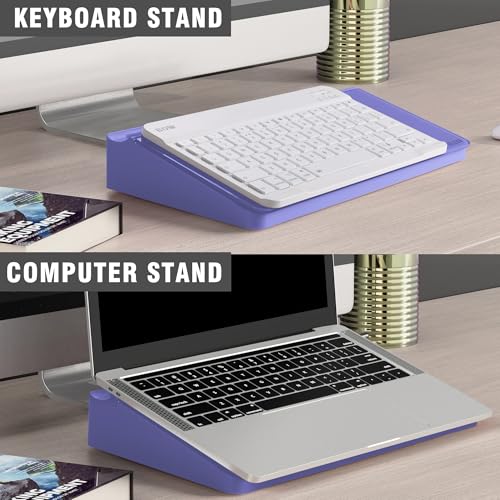 SELEAD Desktop Glass Whiteboard with Storage, Small Dry Erase White Board Computer Pad Keyboard Stand for Home, School, Office Desk Accessories - Purple - color: Purple