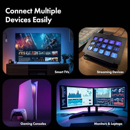 LED HDMI Cable V2.1 with Ethernet,8k@60Hz,4K@120Hz UHD Resolution,6.6 Feet Braided, 48 Gbps Transfer Ultra high Speed,HDR/HDR10/Dolby Vision,Dolby Atmos and DTS:X,Compatible All HDMI Devices - color: Black, size: 6.6 Feet