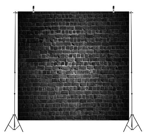 BELECO 8x8ft Fabric Black Brick Wall Backdrop Vintage Black Bricks Background for Themed Party Decorations Birthday Photoshoot Home Wall Decor Photo Booth Studio Photography Props - size: 8x8FT