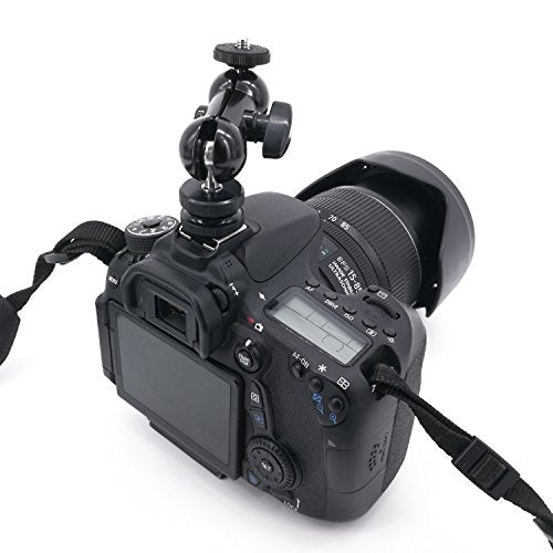 Ball Head Shoe Mount 1/4" Hot Shoe Mount Double Ballhead 1/4" Tripod Screw Multi-Function for LCD Monitors,Led Light,Microphone