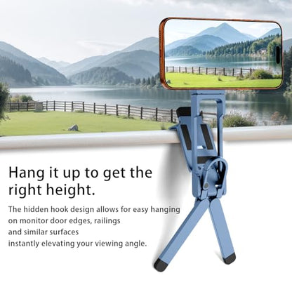 COMAN DP58 Magnetic Phone Tripod, Aluminum MagSafe Tripod Stand with Carabiner, Mini Portable Travel Pocket Stand for iPhone & Non-Magnetic Phones with Included Ring - color: Blue