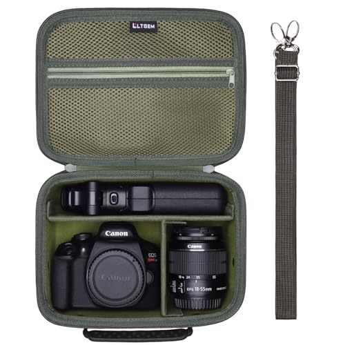 Camera Case Bag Compatible with Canon EOS Rebel T7/R50/R6 Mark II/R100/R50 V/T6/R8/R10/R5 Mark II/RP/R7/5D Mark IV/SL3/R5/T100 DSLR SLR Camera, Len and Tripod with 4 Dividers and Shoulder Strap, Green - color: Green, size: Small