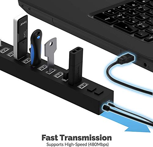 SABRENT 13 Port High Speed USB 2.0 Hub with Power Adapter and 2 Control Switches (HB-U14P) - size: 13-PORT