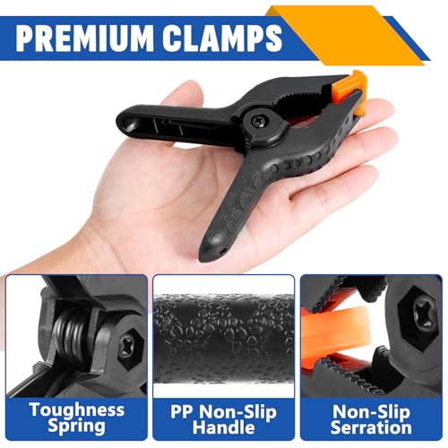 40 Pack 4.5 inch Plastic Spring Clamps, Black Heavy Duty Clips, Backdrop Clips, Woodworking Clamps, Plastic Clamps for Crafts, Backdrop Stand, Woodworking, Photography - size: 4.5in-40P