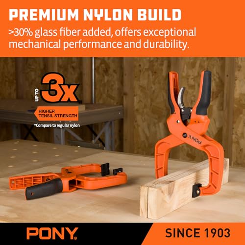 PONY 2-Pack 4-Inch Quick-Release Ratcheting Wood Clamps for Woodworking, Professional Hand Clamps with Box-Joint Design, Ergonomic Handles, 40 LBS Clamping Force