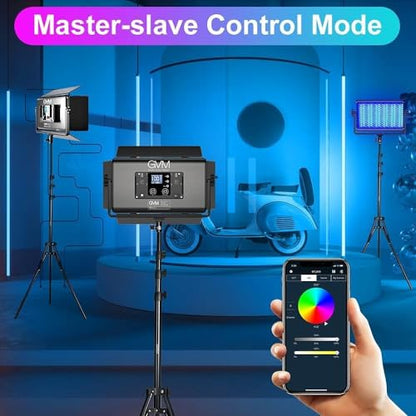 GVM 1500D RGB LED Video Light with Softbox, 75W Video Lighting Kit with Bluetooth Control, 3 Packs Led Panel Light for Photography, YouTube Studio, Broadcasting, 18 Kinds Lighting Scene - size: 1500D3LKIT
