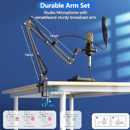SINWE Podcast Microphone Bundle, BM-800 Condenser Mic with Live Sound Card Kit, Podcast Equipment Bundle with voice changer and Mixer functions for PC Smartphone Studio Recording & Broadcasting