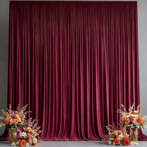 10x10FT Backdrop Curtains with Rod Pockets - Wrinkle Free Photo Stage Backdrop 2 Panels Curtains Drapes for Photography Wedding Party Baby Shower Decorations (Burgundy) - color: Burgundy, size: W5' x H10'(2 panels)