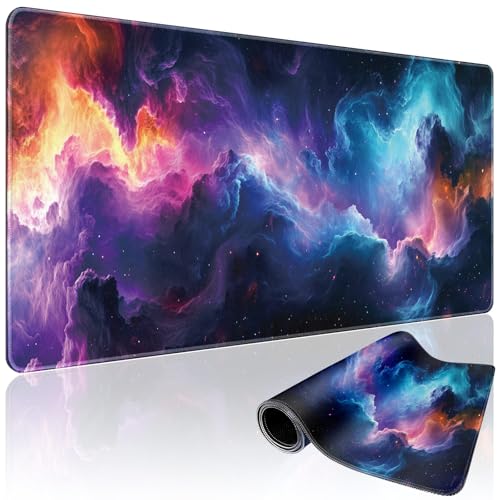 Large Gaming Mouse Pad 31.5"x15.7"｜XXL Desk Mat, Non-Slip Rubber Base & Stitched Edges - Extended Waterproof Mousepad for PC/Laptop/Office/Home Decor - color: Nebula Space
