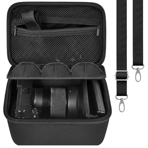 casmilee Camera Case for Sony Alpha ZV-E10 Alpha a6400/ a6700/ a6100/ a6000/ a6600/ a6500 Mirrorless Digital Camera, Hard Travel Bag with a Shoulder Strap for Lens & Accessories (Black, Large) - color: Black, size: Large