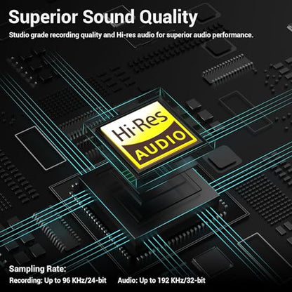 Cubilux CB5 USB Audio Interface for Recording, Streaming, Podcasting, USB to 3.5mm Sound Card with Stereo Microphone Input, Line-In, Line-Out & Headphone Jack for Monitors, Support Windows & Mac OS