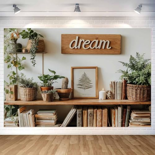 5X3ft Bookshelf Backdrop Modern Office Backdrop, Business Interior Shelves with Books Photography Background Screen for Video Conferencing Photography Studio Background, Color-3 - color: Color-3, size: 5x3ft