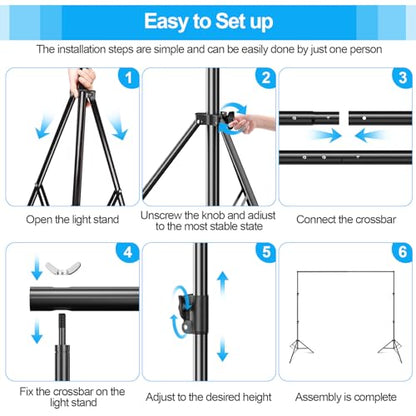 EMART Heavy Duty Backdrop Stand, 7 x 10ft Adjustable Background Support System Kit with Carry Bag for Photography - size: 7x10ft