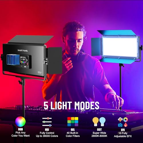 Mettlelite SPL420C RGB LED Video Light with APP Control, 360° Full Color RGB Panel Light, 2800K-8000K, CRI/TLCI 97+, 10 Scenes, Professional Photography Studio Lighting for YouTube/Stream/Photo/Video - size: SPL420C - 1 Light