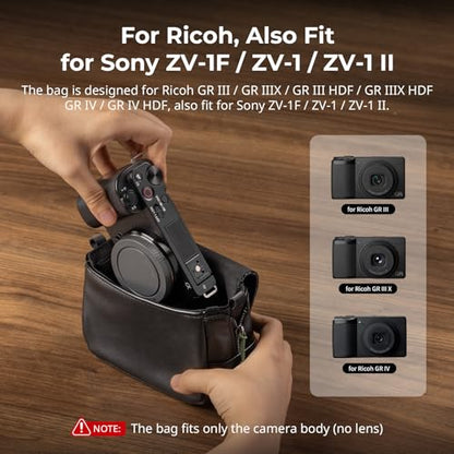 SMALLRIG Compact Camera Bag, Crossbody Bag with Shoulder Stap, PU Leather Camera Case for Ricoh GRIII/GRIIIX/GRIII HDF/GRIIIX HDF/GRIV, for DJI Action 4/5/6, for Insta360 Ace Pro/Ace Pro 2-5673