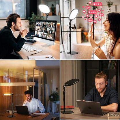 2 Packs Video Conference Lights for Zoom Meeting, LitONES Podcast Lighting Kit for Working from Home Office, Desktop Video Light with Stand and Phone Holder CRI 97.8 - color: Black-2packs