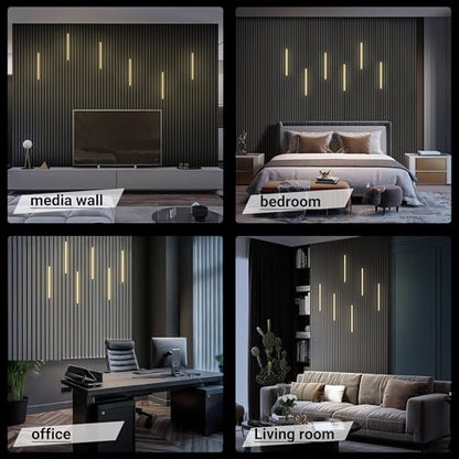 HAMRVL 6-Pack 16-Inch 10×10mm Black LED Aluminum Channel System for Wood Slat Wall Panels, U Shape LED Channel Profile with Mounting Accessories, LED Strip Diffuser for Acoustic Panels, Wall Decor