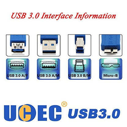 UCEC USB 3.0 Hard Drive Cable A to Micro B High Speed Upto 4.8 Gbps Data Transfer Cable for Portable External Hard Drive, Camera and More, External Hard Drive Cord