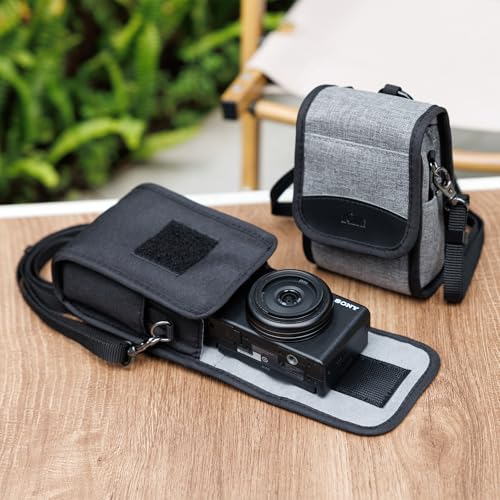 KIWIFOTOS Compact Camera Case for Lumix ZS99 ZS300 Sony RX100 VI ZV-1 II ZV-1F Ricoh GR IV III Canon SX740 G7XIII TG-6 TG-5 Kodak H35N FZ45 FZ55 Digital Camera Bag - color: Digital Camera Case Black