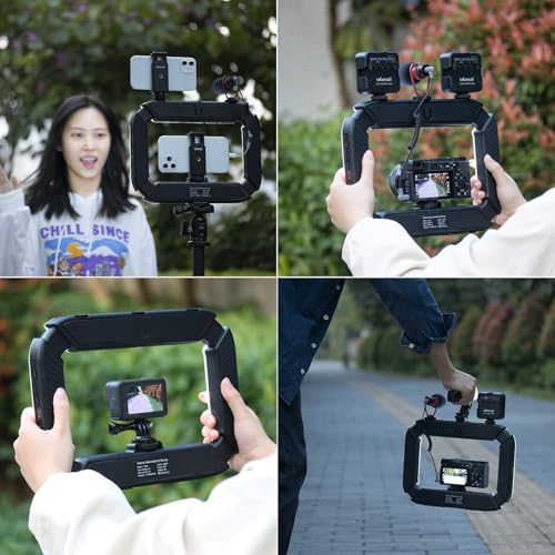 ULANZI Smartphone Video Rig with Light, Handheld Cell Phone Stabilizer with Ring Light 8500k Selfie Light for Filmmaking Live Steam Tiktok YouTube Video Recording, 8000mAh Build-in Battery - size: U200 Light