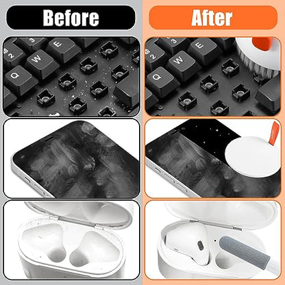 walrfid Laptop Phone Screen Cleaner Kit, Computer Keyboard Brush Cleaning Spray for iPhone AirPods MacBook iPad, 20-in-1 Electronic Device Clean Tool for Camera Earbud Car Screens (White) - color: White