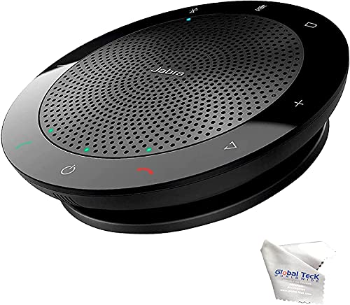 Jabra Speaker 510+ 7510-309 Bluetooth Speaker and Microphone for Computer Teams, Conference Video Calls, Bluetooth Dongle, Bundle - Global Teck Cloth Gold Support Plan