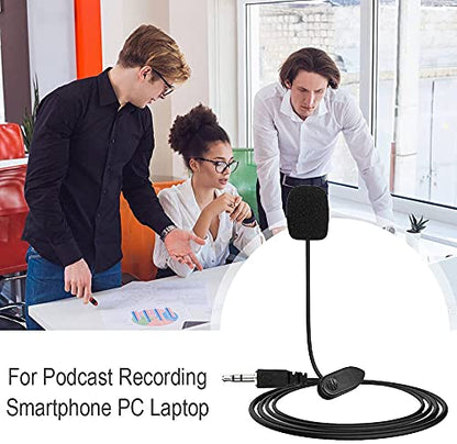 External Lavalier Microphone Wired 3.5mm Jack Hands Free Clip-on Lapel Mic for Podcast Recording Smartphone PC Laptop Durability