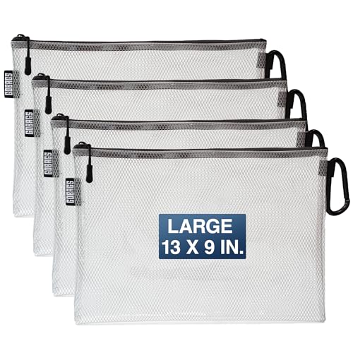 GOBAGS Air Production Large Clear Zipper Pouch (4‑Pack) – Cable Organizer & Travel Gear Bag for Electronics, Camera Accessories, Tool Pouch & Small Tech Storage - color: Black, size: Large