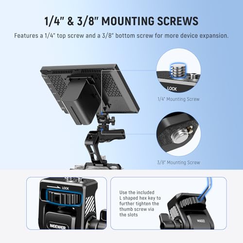 NEEWER Camera Field Monitor Mount Holder Bracket, 360° Swivel 180° Tilt Adjustable with 1/4" & 3/8" Screw Anti Twist Compatible with Atomos Ninja 5" & 7" Compatible with SmallRig Camera Cage, MA022 - style: MA022