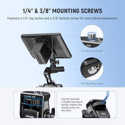NEEWER Camera Field Monitor Mount Holder Bracket, 360° Swivel 180° Tilt Adjustable with 1/4" & 3/8" Screw Anti Twist Compatible with Atomos Ninja 5" & 7" Compatible with SmallRig Camera Cage, MA022 - style: MA022