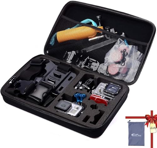 Large Camera Carrying Case Compatible with Gopro Hero 13 12 11 10 9 8 7/AKASO EK7000 Brave 4 Brave 7 V50X/DJI Action 5 Pro/ODDV/Xilecam/Jadfezy/SJCAM/APEXCAM/Vemont Action Cam, Travel Camera Case - color: Case-Large