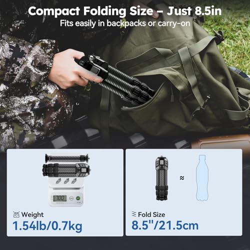 SIRUI Mini Carbon Fiber Tripod with Extendable Center Column, Max Height 26", Supports 33lbs - Ultra-Light 1.7lbs for Desk & Travel, New Anti-Corrosion Carbon Fiber(AM-223S+SL-100S) - style: Center Column Tripod