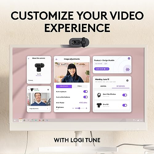 Logitech Brio 105 Full HD 1080p Business Webcam with Auto-Light Balance, USB-A, Privacy Shutter, Easy Set-Up, Compatible with Windows, macOS, ChromeOS