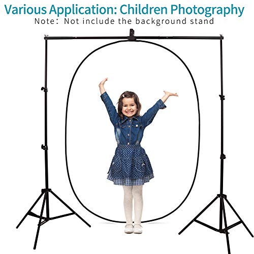 5 x 3.3ft (1.5mX1m) 2 in 1 Polyester Muslin Black and White Collapsible Backdrop, Small Pop Up Portable Reversible Photography Background with Carrying Bag - color: Black/White