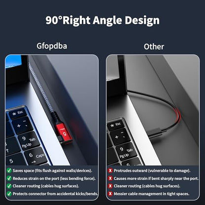 USB C Camera Tethering Cable for Right Angle Thunderbolt 5 Cable 1 FT, 120Gbps Bandwidth, 80Gbps, 240W, 8K@165Hz, 4K@540Hz for Thunderbolt 4, iPhone 17, USB4, Canon, Sony, Nikon, Fuji, Mac mini M4 - size: Right Angle 1FT