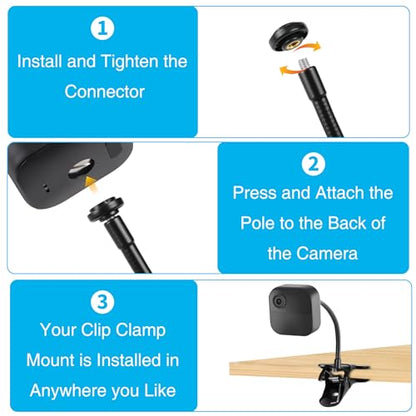 Blink Outdoor Camera Mount，Flexible Clip Clamp for Blink Mini/XT2/XT3，15.7-Inch Gooseneck Arm with 360° Rotation，No Tools Installation，Universal Blink Camera Accessories for Tree/Fence (Black)