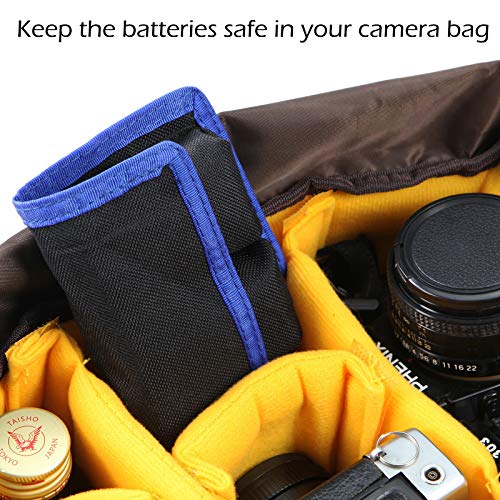 Meking DSLR Camera Battery Holder/Pouch/Case/Bag (4 Pocket) for AA Battery, Canon LP-E6 LP-E8 LP-E10 LP-E12 Battery, Nikon EN-EL14 EN-EL15 Battery, Sony NP-FW50 NP-F550 NP-FM500H Battery( 2Pcs ) - color: Blue 2pcs