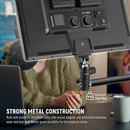 NEEWER Light Stand Mount Adapter with Cold Shoe and 1/4” Screw Mini Ball Head, Reversible Mounting Plate for Camera Monitor Ring Lights, Fits Flat Head/Boom arm/C Stands, Max. Load 22lb/10kg - style: ST-GM06