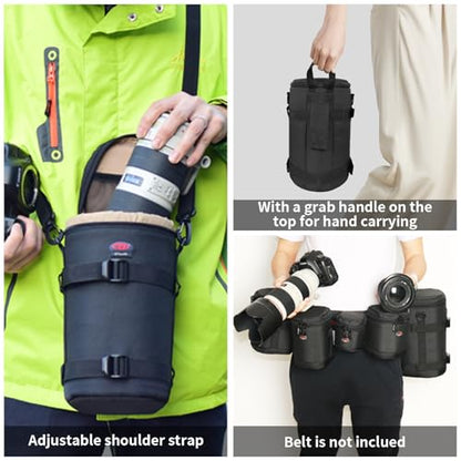 Camera Lens Case, Lens Pouch DSLR Camera Lens Bag Fits for Canon Nikon Pentax Sony Olympus Panasonic and Other Camera Lens - size: BL-0015