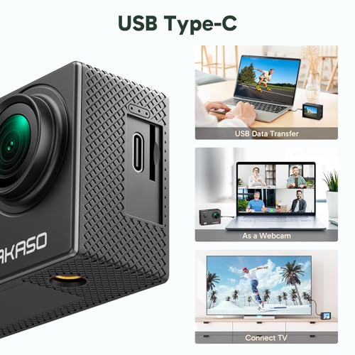 AKASO EK7000 4K30FPS 20MP WiFi Action Camera with 64GB MicroSD Memory Card Bundle EIS Ultra HD 131FT Waterproof Underwater Camera Remote Control 4X Zoom Support External Microphone Black - color: Deep Black