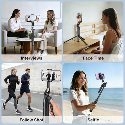 yAyusi Vlogging Kit for iPhone/Android, 70.9" Extendable Selfie Stick Tripod for iPhone with Light, Remote Control ＆ Microphone for TikTok/YouTube/Content Creator Essentials Starter Kit